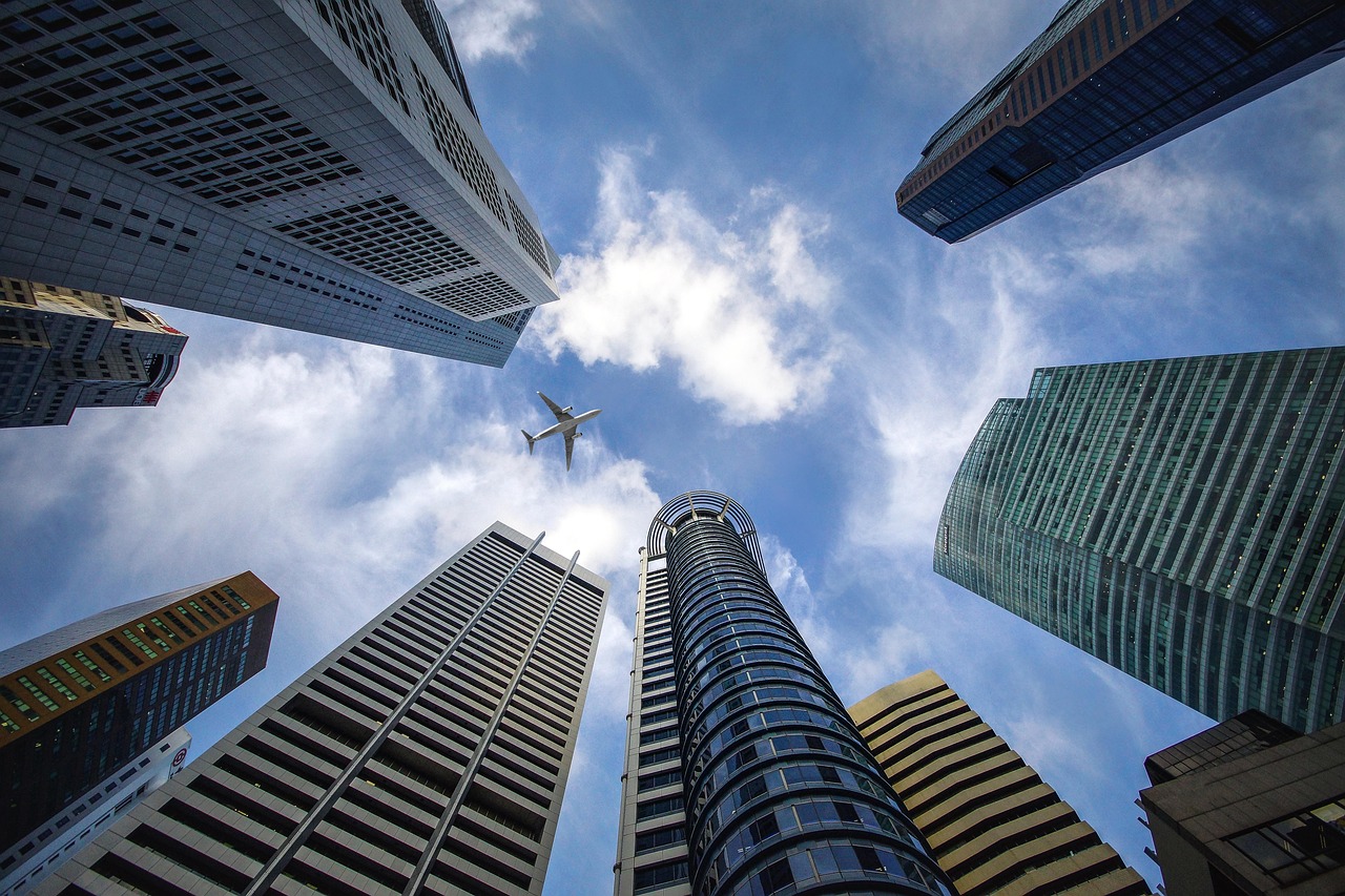skyscrapers, nature, singapore, city, sky, buildings, financial district, architecture, urban, high rise buildings